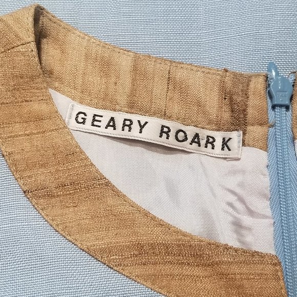 Vintage Geary Roark sleeveless blue and brown‎ shift dress size S - Picture 7 of 8